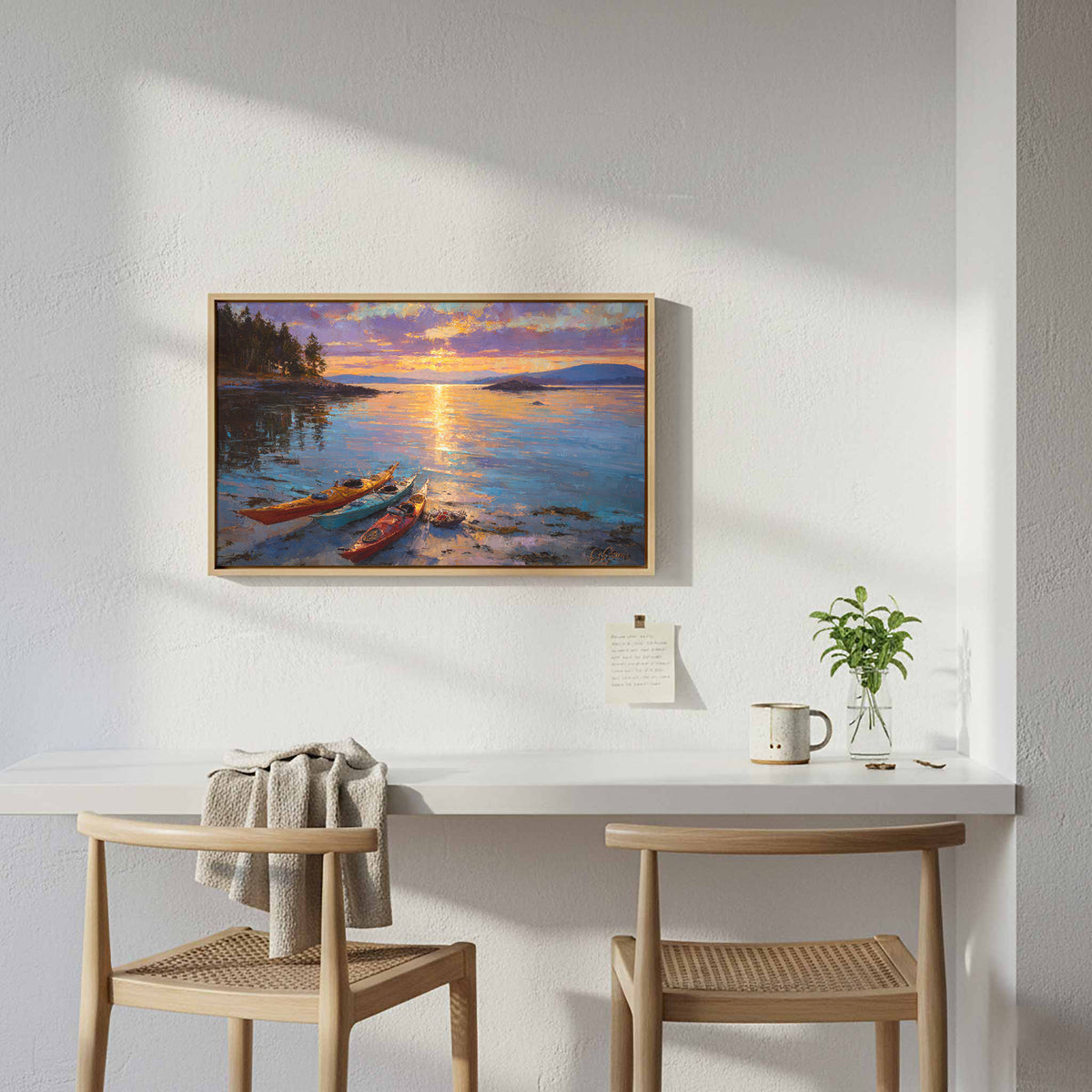 San Juan Islands Sunset Canvas Art – styled room view 7