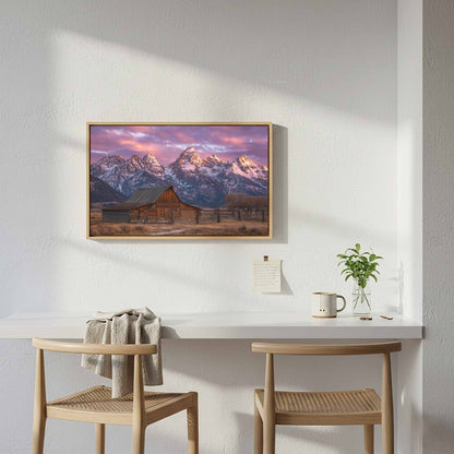 Rustic Mountain Barn Canvas Wall Art – styled room view 7