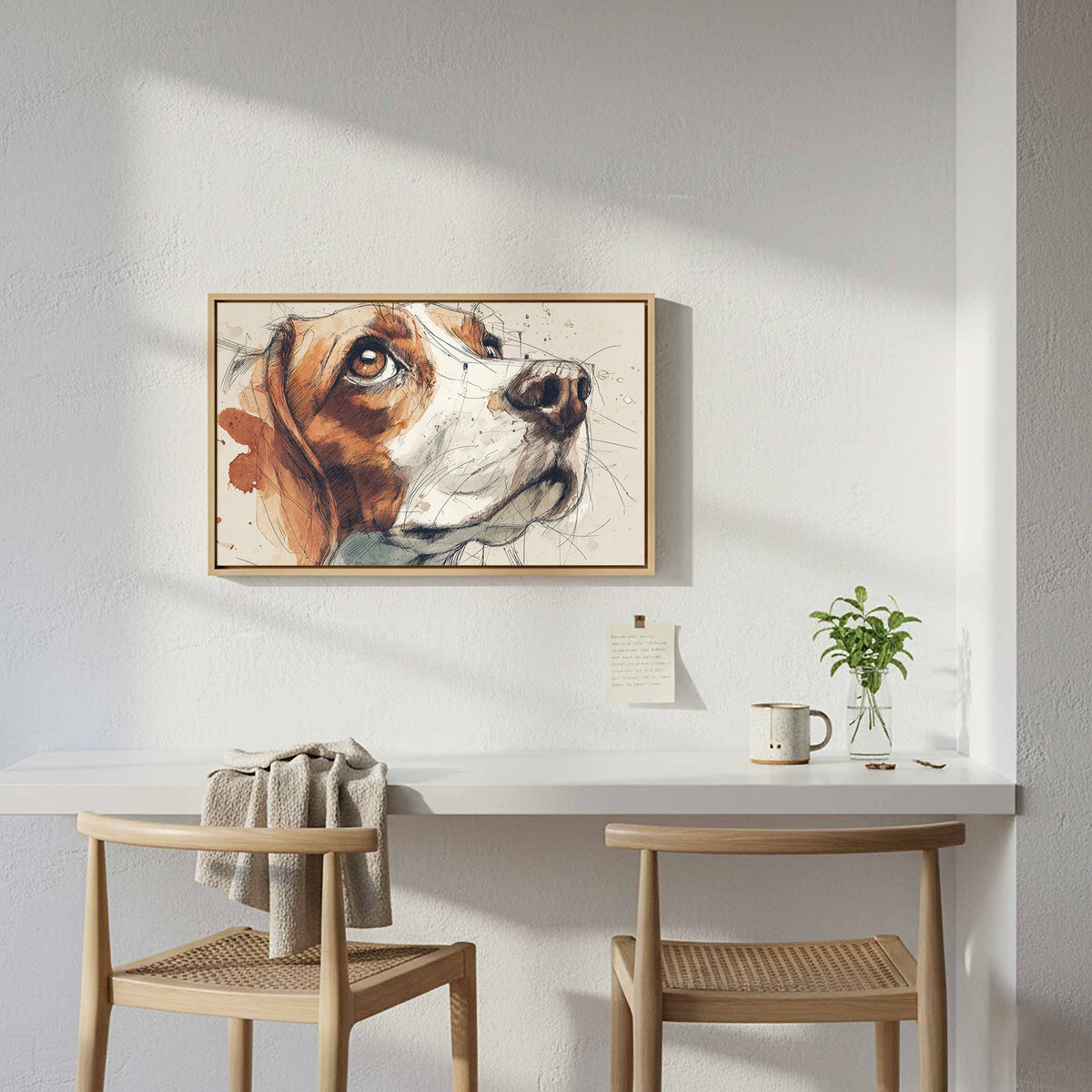 Beagle Portrait Canvas Print – styled room view 6