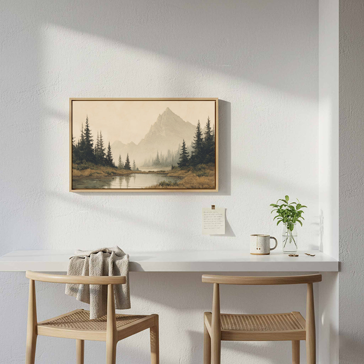 Mountain Landscape Canvas Wall Art – styled room view 7