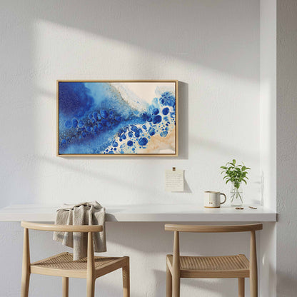 Abstract Blue Canvas Wall Art – styled room view 5