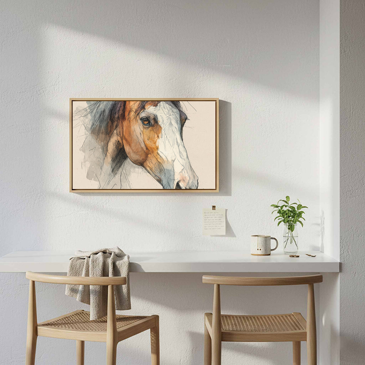 Horse Portrait Canvas Wall Art – styled room view 6