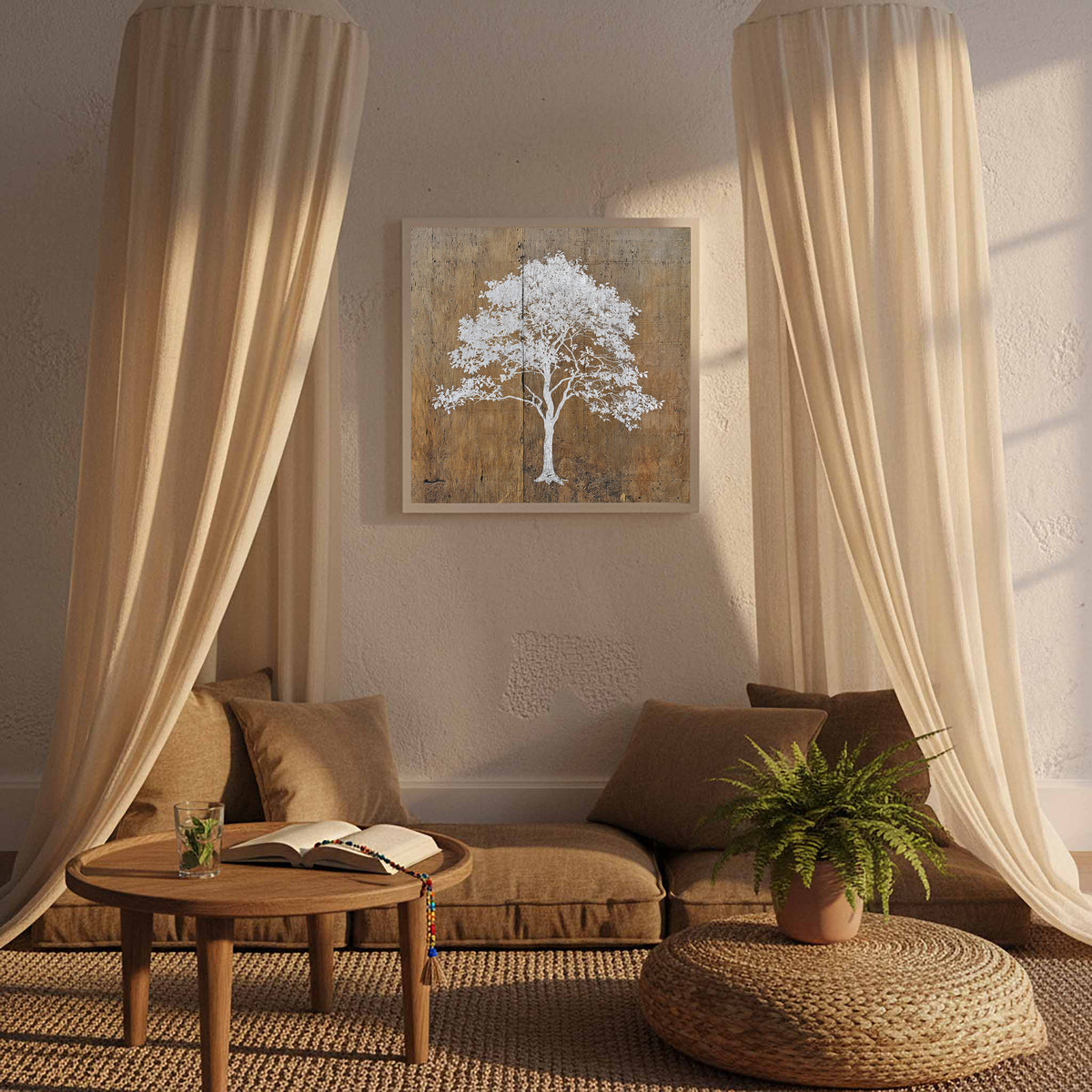 White Tree Silhouette Wall Art – styled room view 6