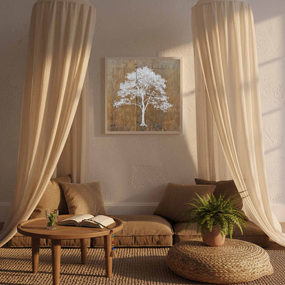 White Tree Silhouette Wall Art – styled room view 6