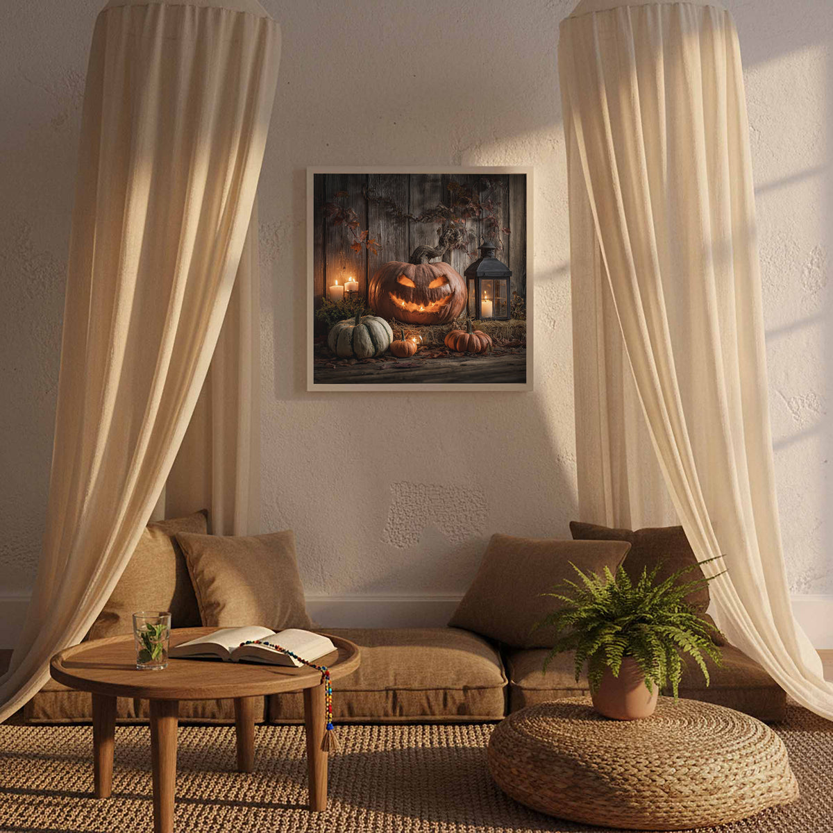 Halloween Jack O Lantern Canvas Wall Art – styled room view 7
