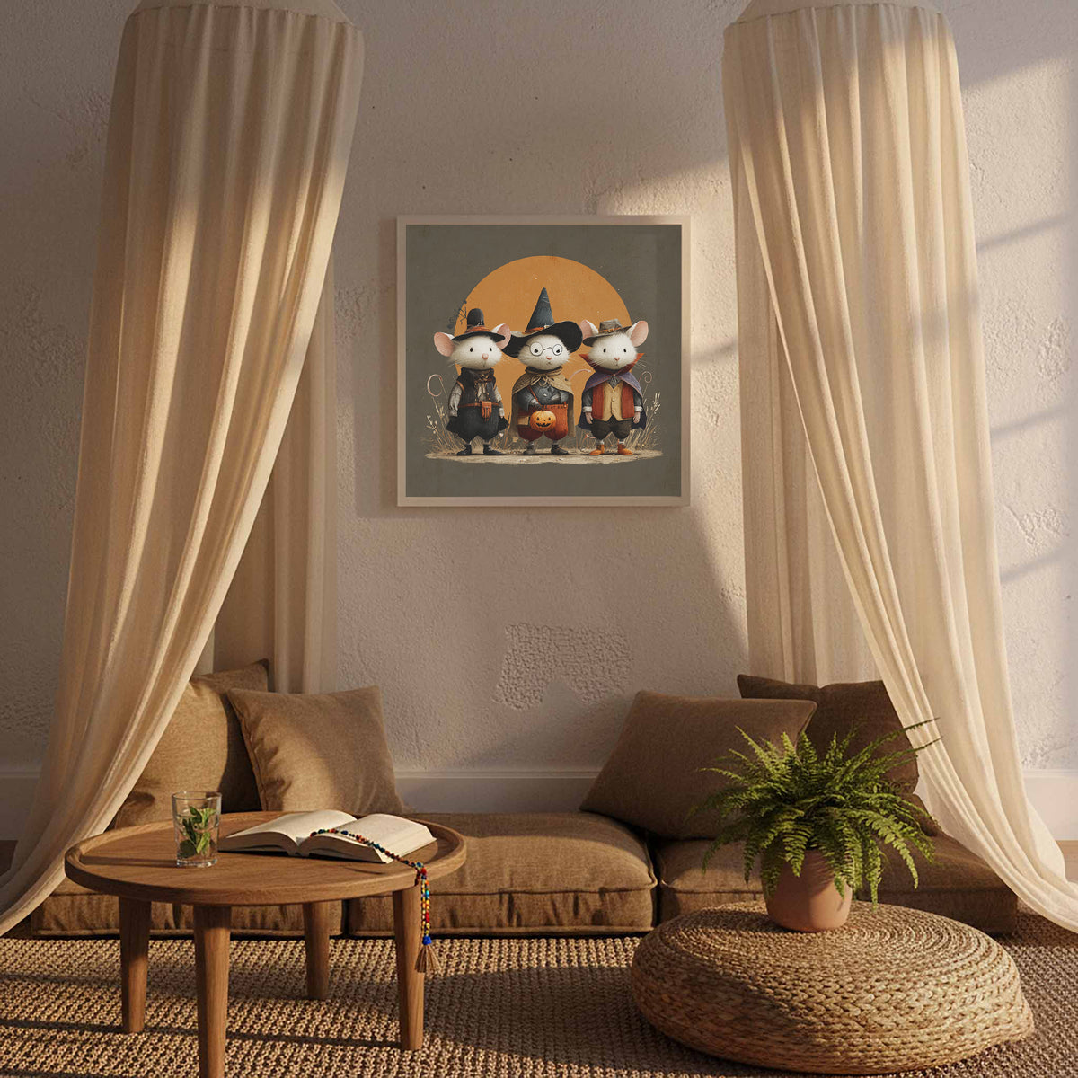 Halloween Mice Canvas Print – styled room view 6