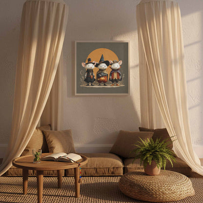 Halloween Mice Canvas Print – styled room view 6