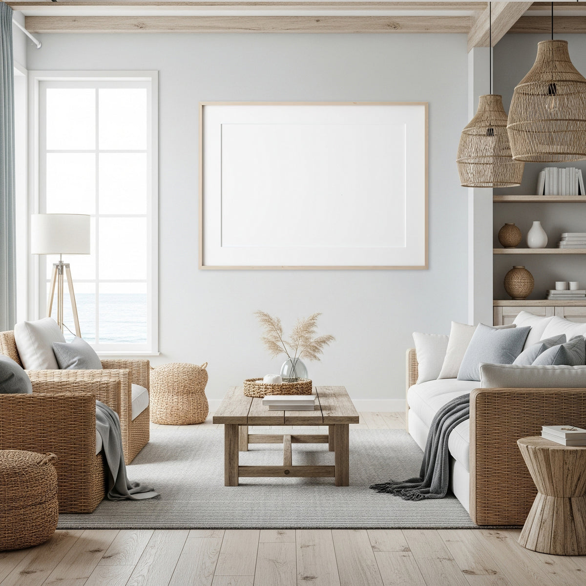 Abstract Cloud Wall Art – styled room view 6