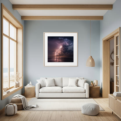 Lightning Storm Canvas Wall Art – styled room view 7