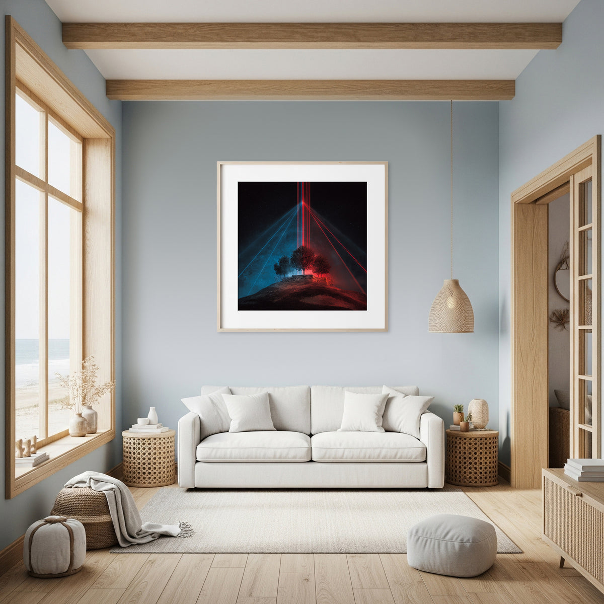 Futuristic Laser Tree Canvas Print – styled room view 6
