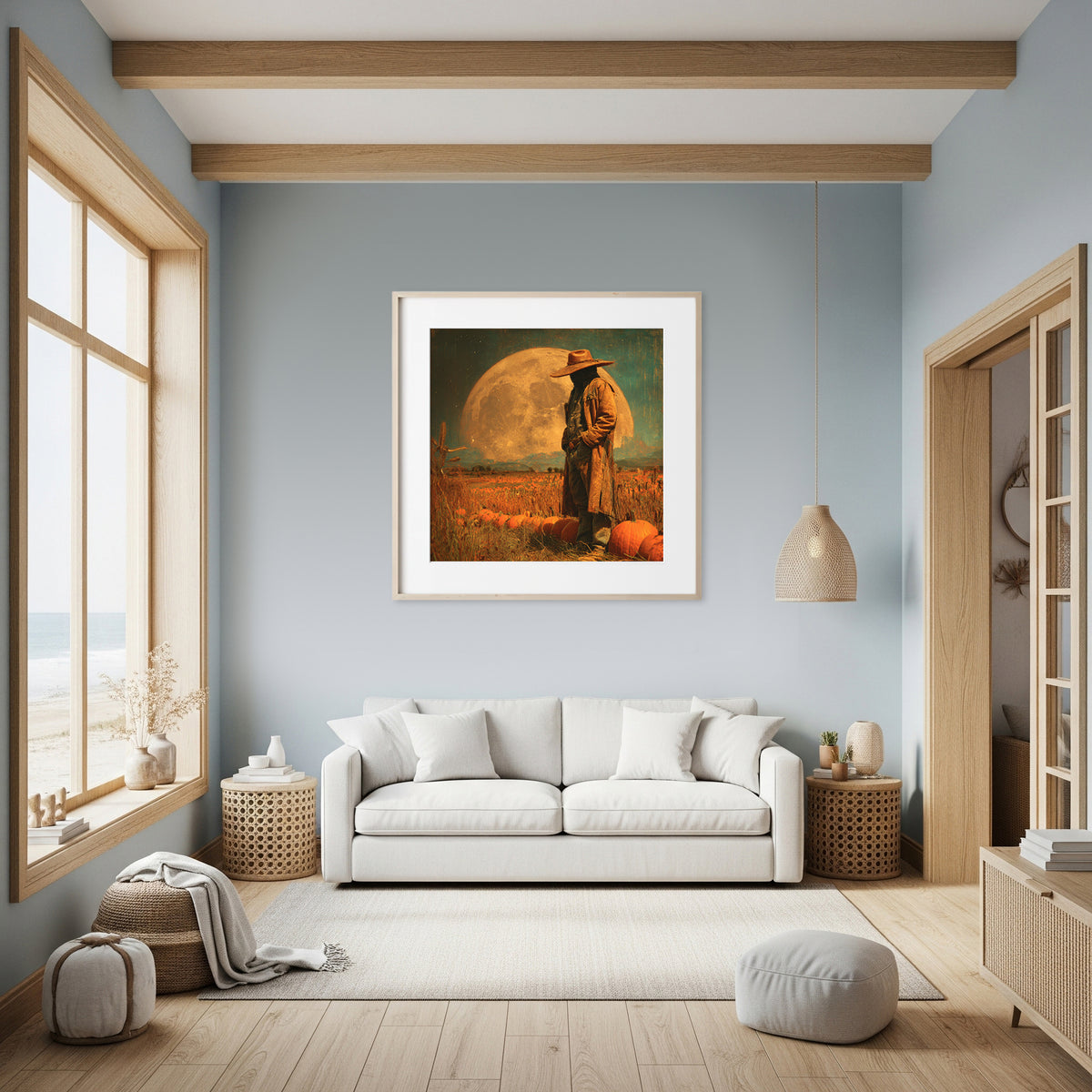 Halloween Cowboy Canvas Print – styled room view 6