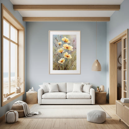 Watercolor Poppy Wall Art – styled room view 7