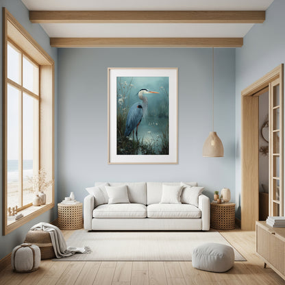Great Blue Heron Canvas Print – styled room view 6