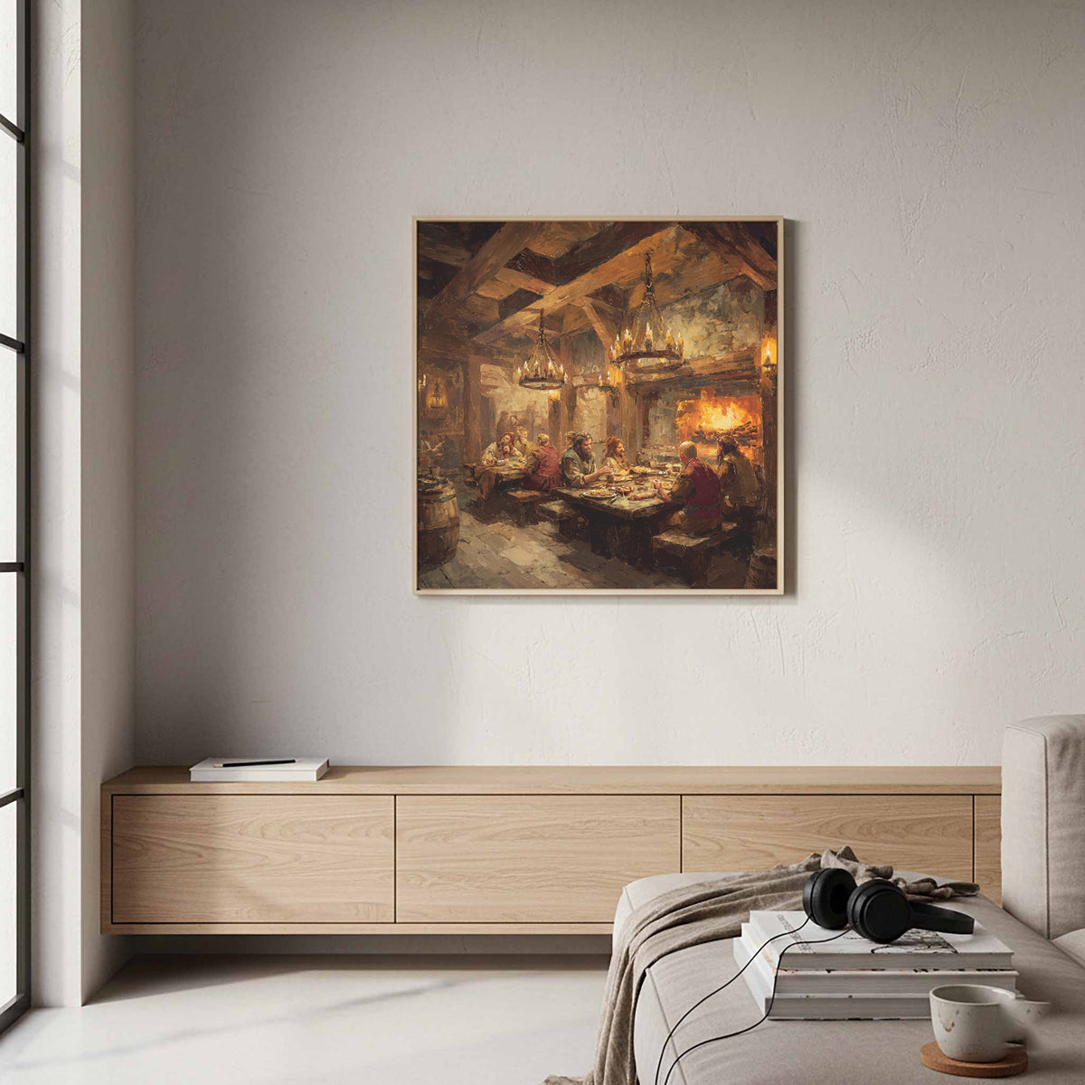 Medieval Tavern Canvas Print – styled room view 6