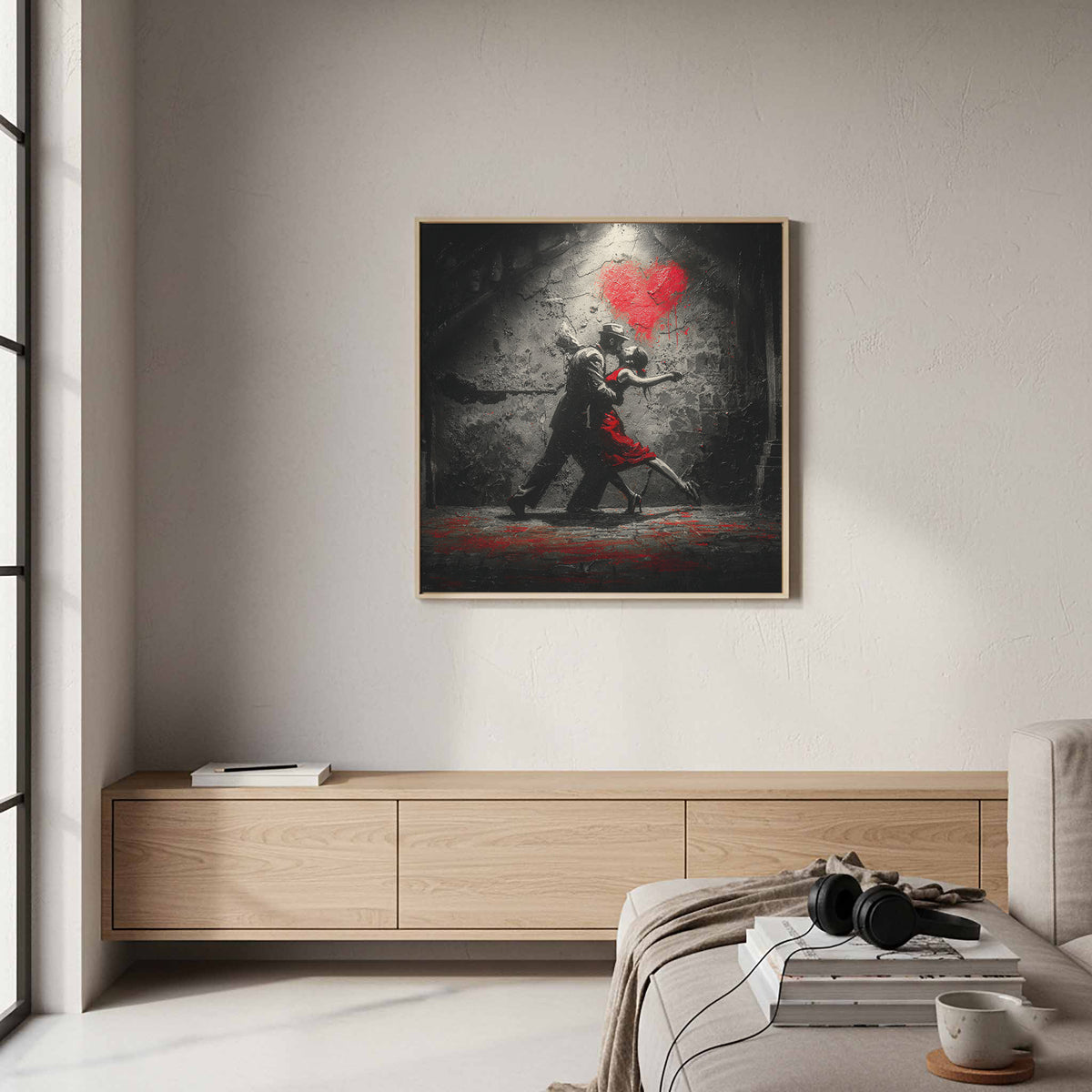 Passionate Tango Canvas Wall Art – styled room view 8