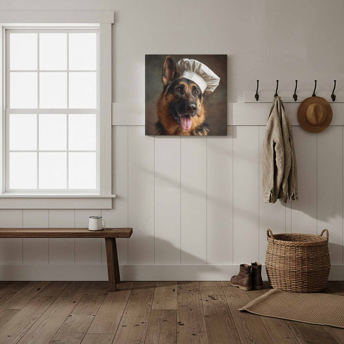 German Shepherd Chef Canvas Print – styled room view 7