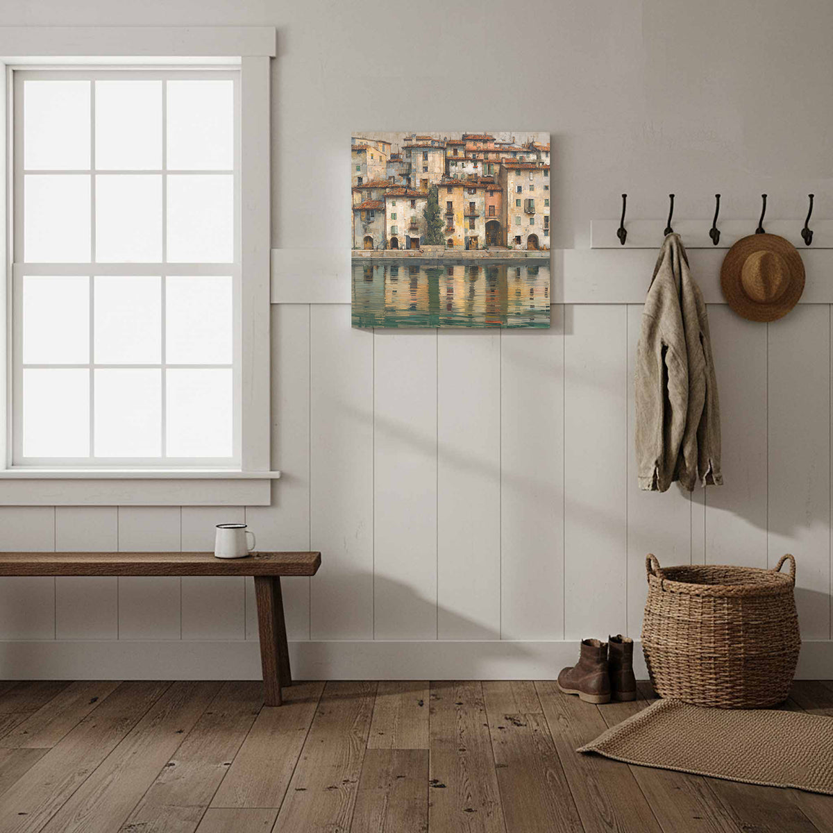 European Waterfront Canvas Print – styled room view 7