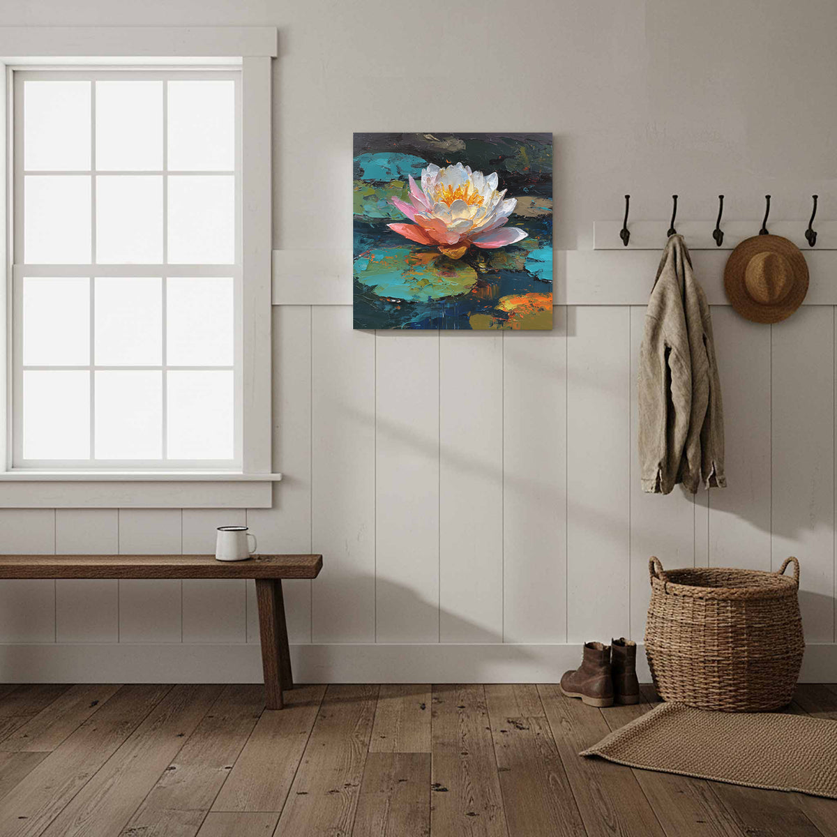 Water Lily Canvas Wall Art – styled room view 8