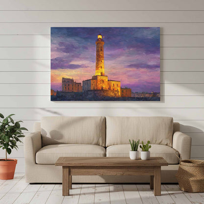 Lighthouse of Genoa Canvas Wall Art – styled room view 7