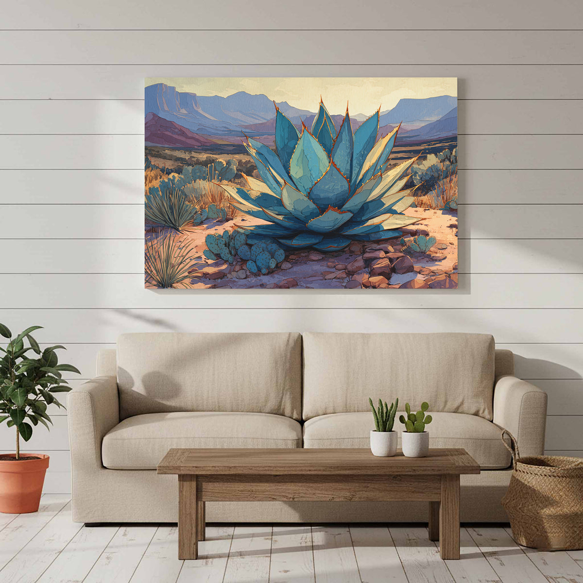 Desert Agave Canvas Wall Art – styled room view 7