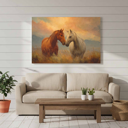 Romantic Horse Canvas Wall Art – styled room view 6