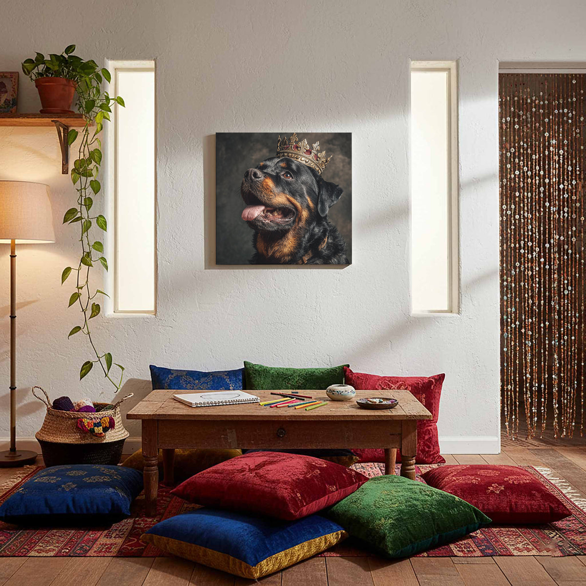 Rottweiler King Canvas Print – styled room view 7