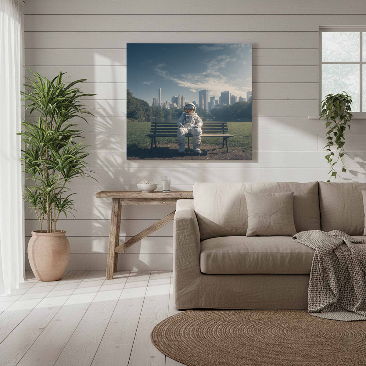 Astronaut Canvas Wall Art – styled room view 6