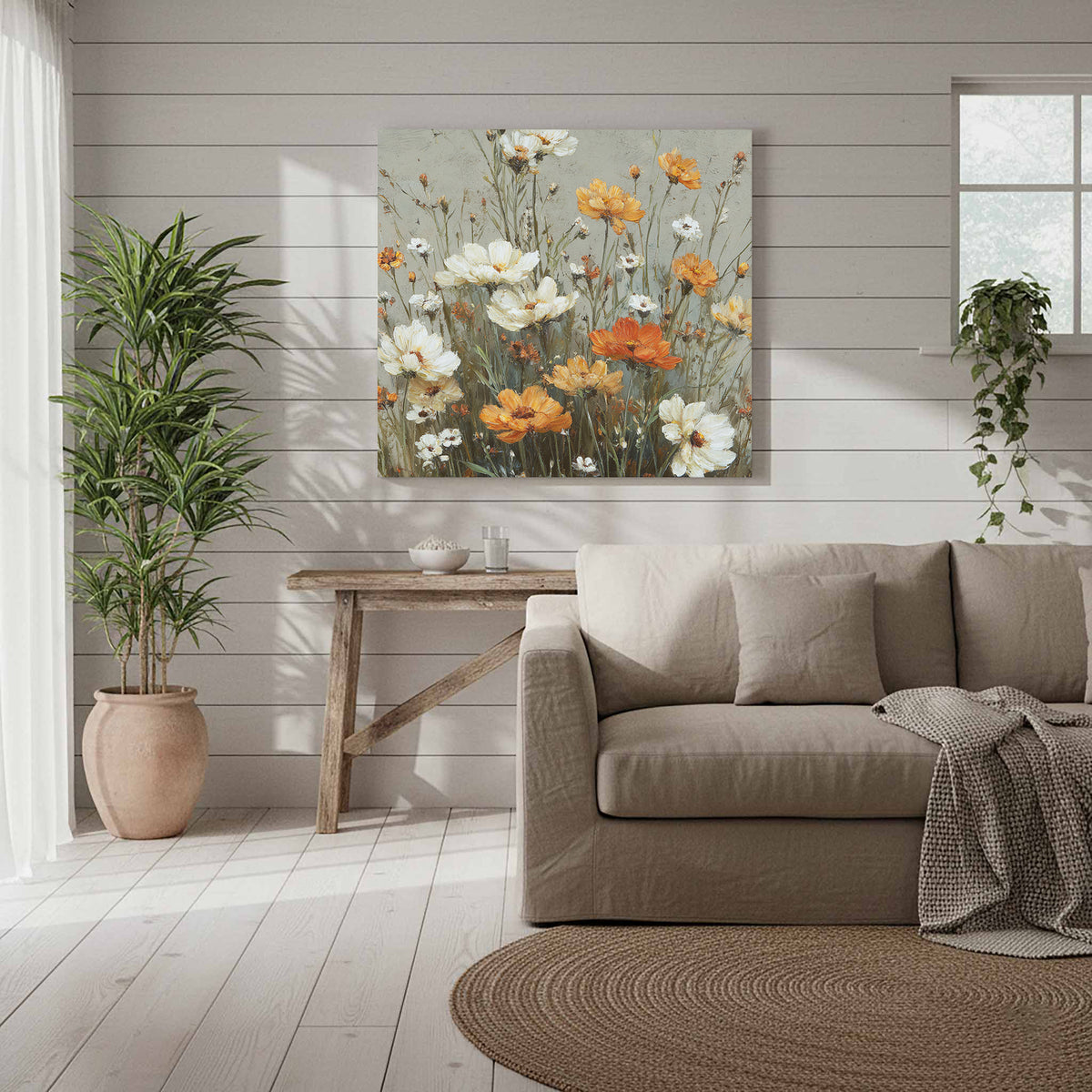 Vintage Wildflower Canvas Print – styled room view 6