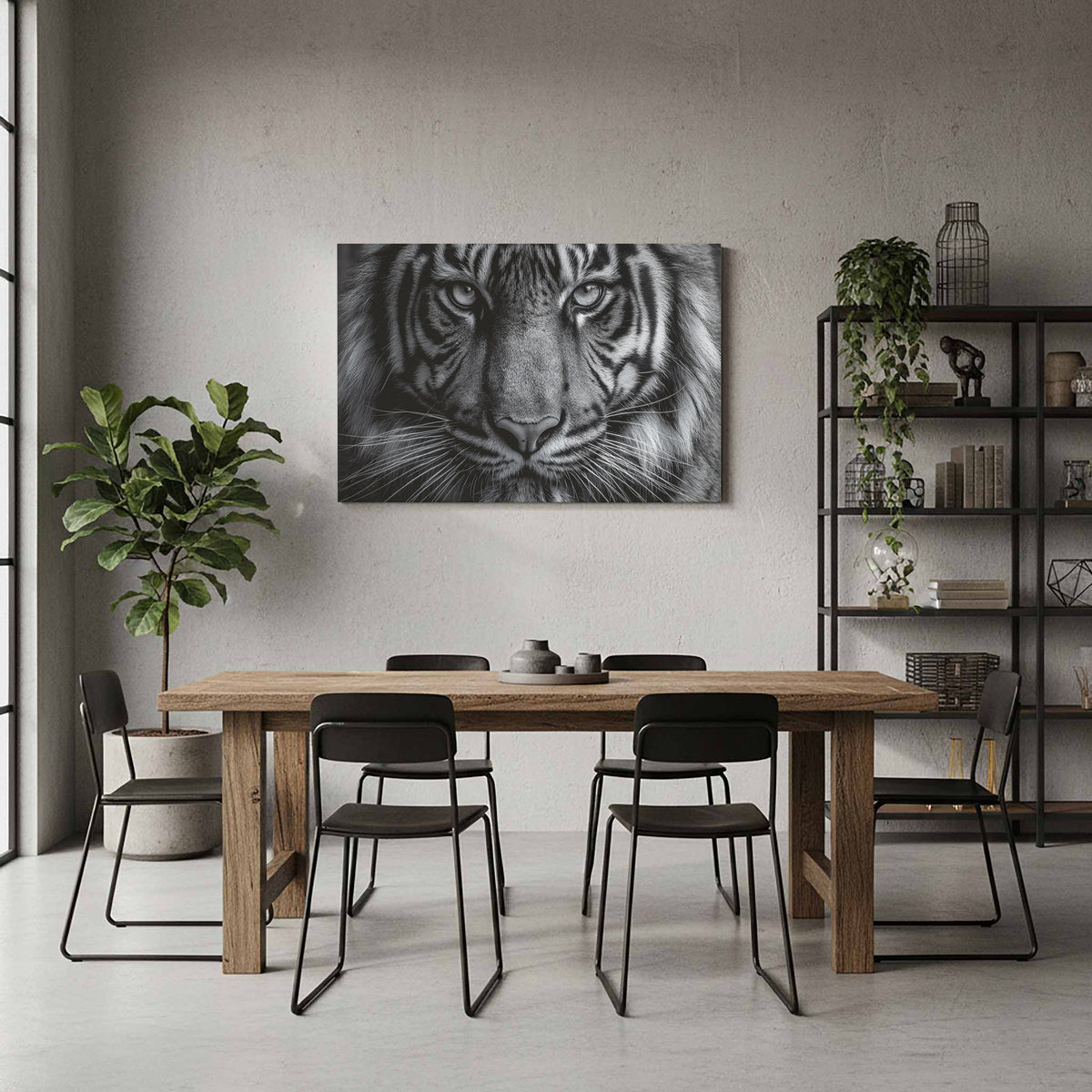 Bengal Tiger Portrait Canvas Art – styled room view 8