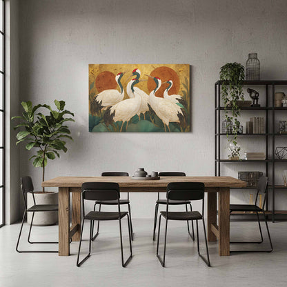 Elegant Crane Art Print – styled room view 6