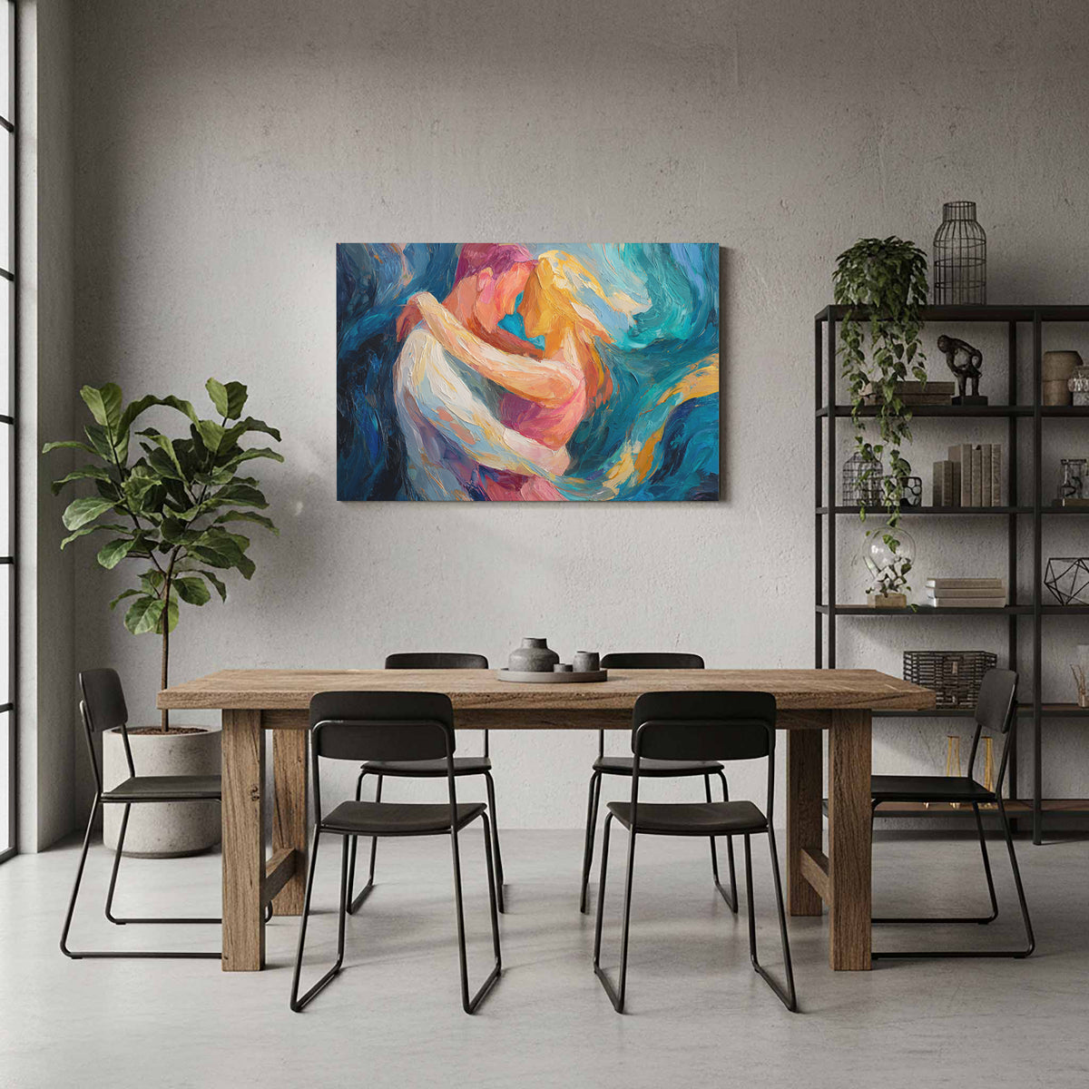 Abstract Intimate Canvas Art – styled room view 6