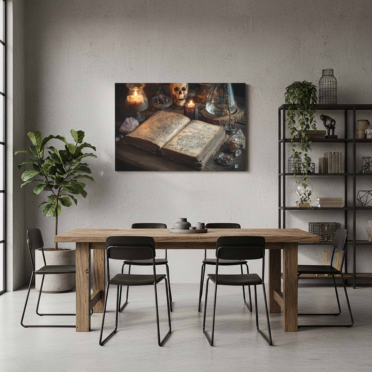 Dark Academia Spellbook Canvas Print – styled room view 8