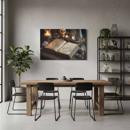 Dark Academia Spellbook Canvas Print – styled room view 8