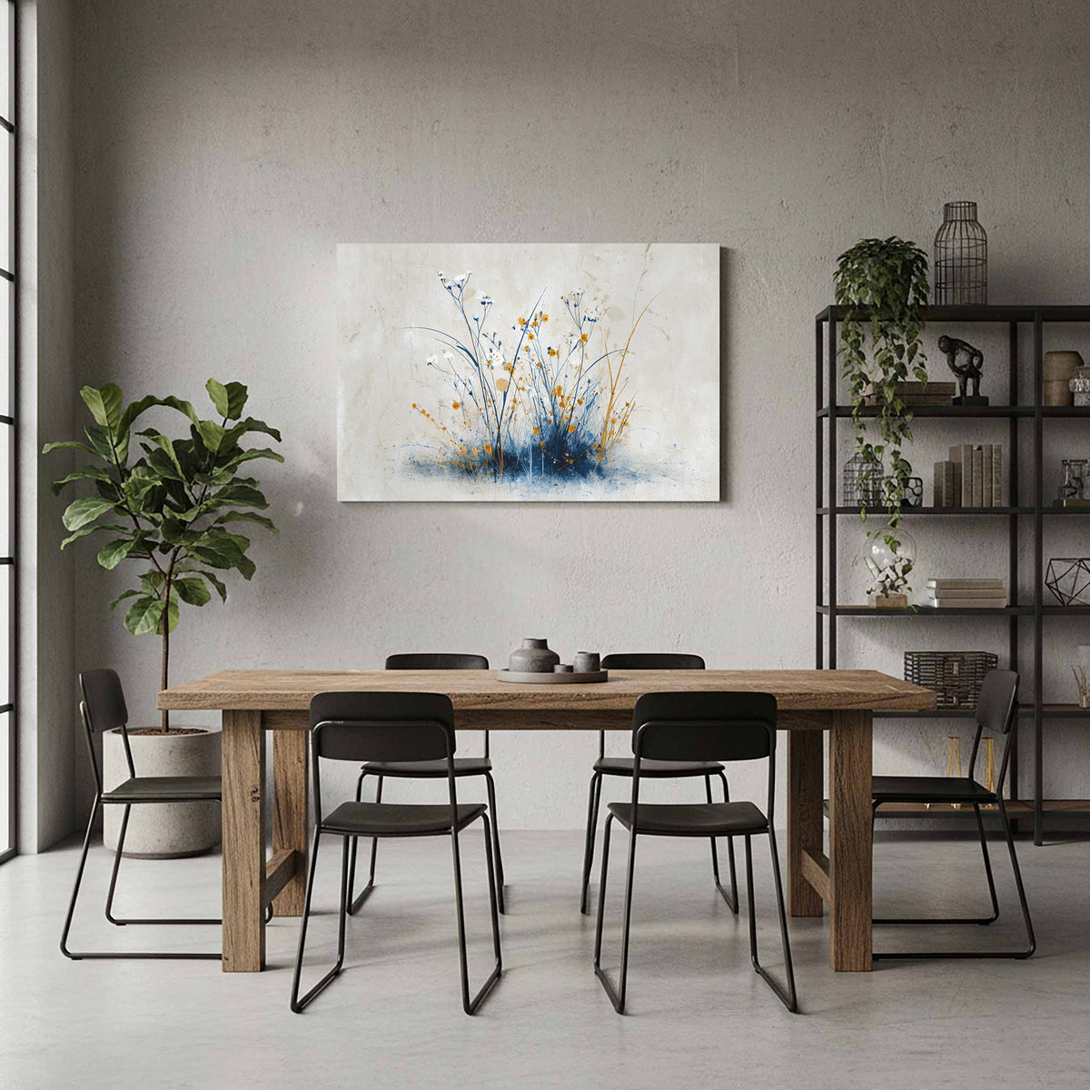 Abstract Botanical Canvas Wall Art – styled room view 8