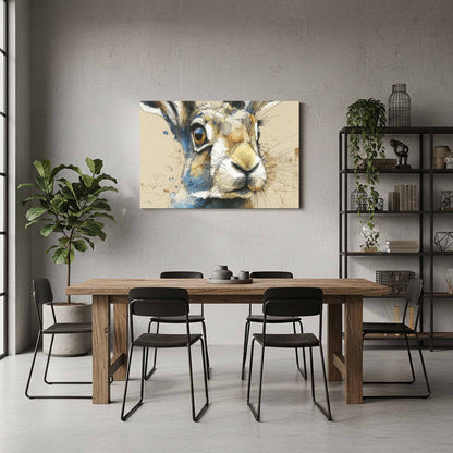 Watercolor Rabbit Portrait Canvas Print – styled room view 7