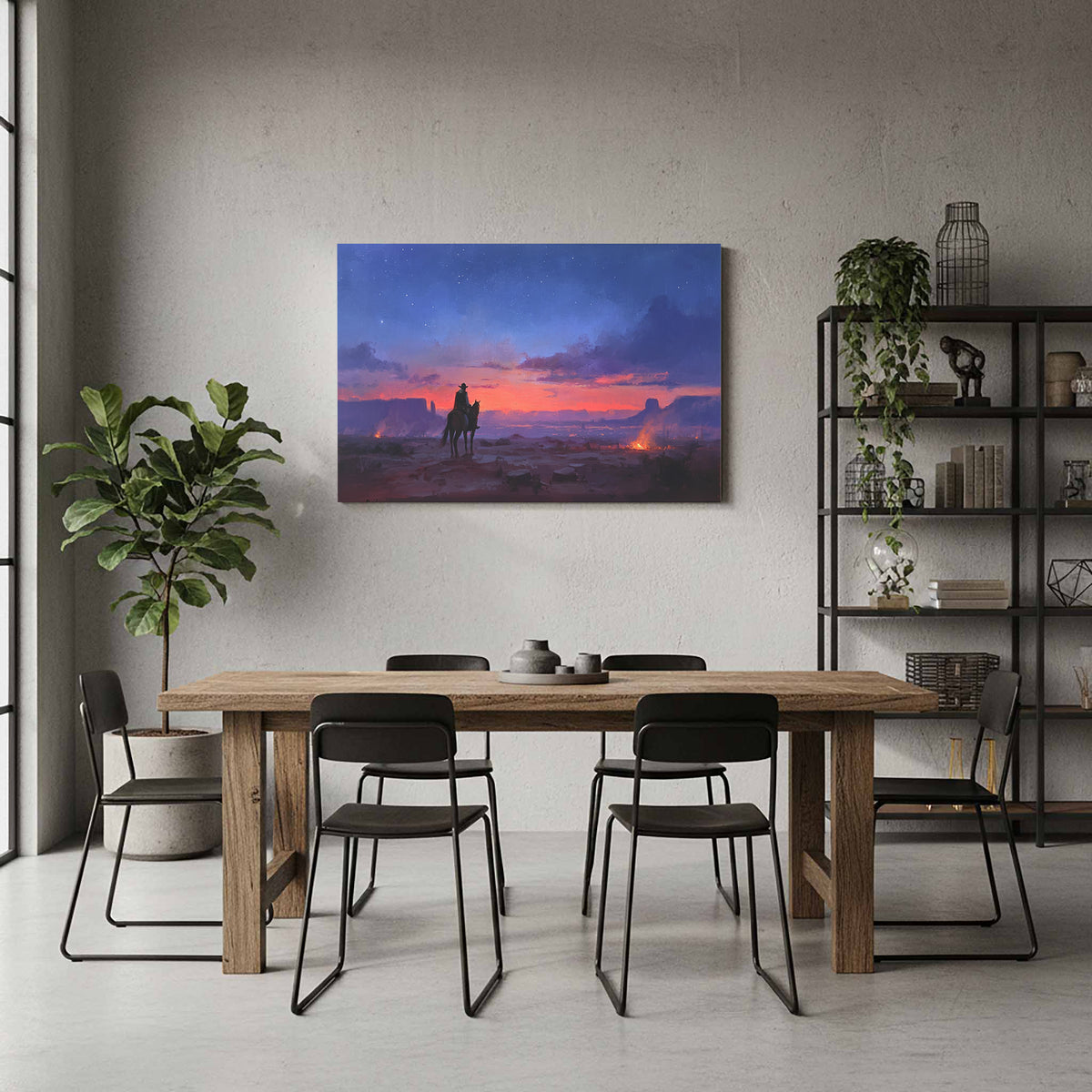 Western Cowboy Canvas Wall Art – styled room view 7
