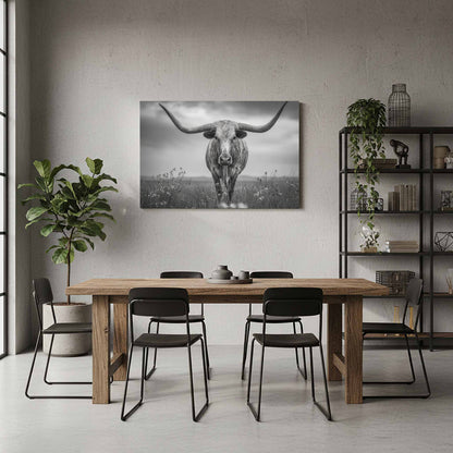 Longhorn Steer Canvas Print – styled room view 8