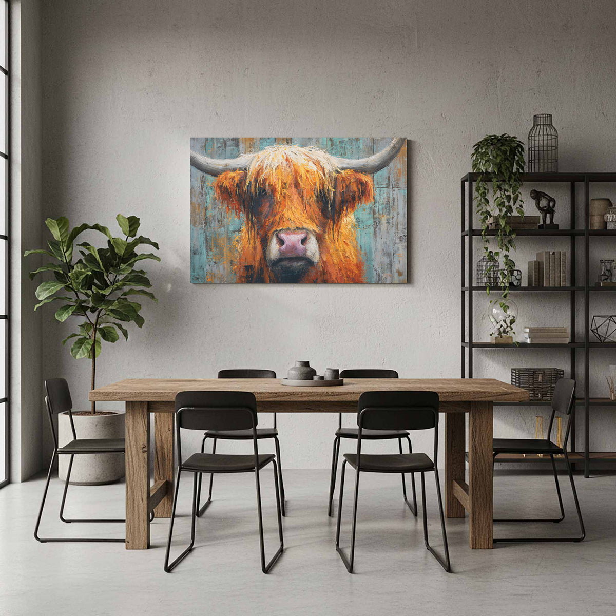 Highland Cow Wall Art – styled room view 8