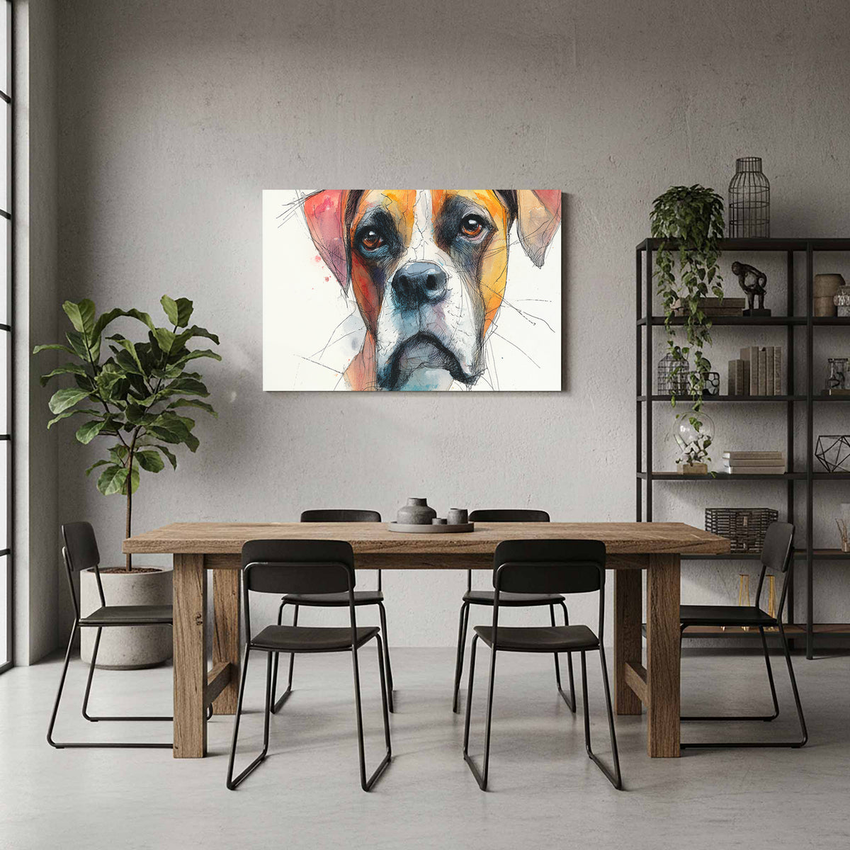 Dog Portrait Canvas Wall Art – styled room view 6