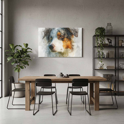 Australian Shepherd Portrait Wall Art – styled room view 6