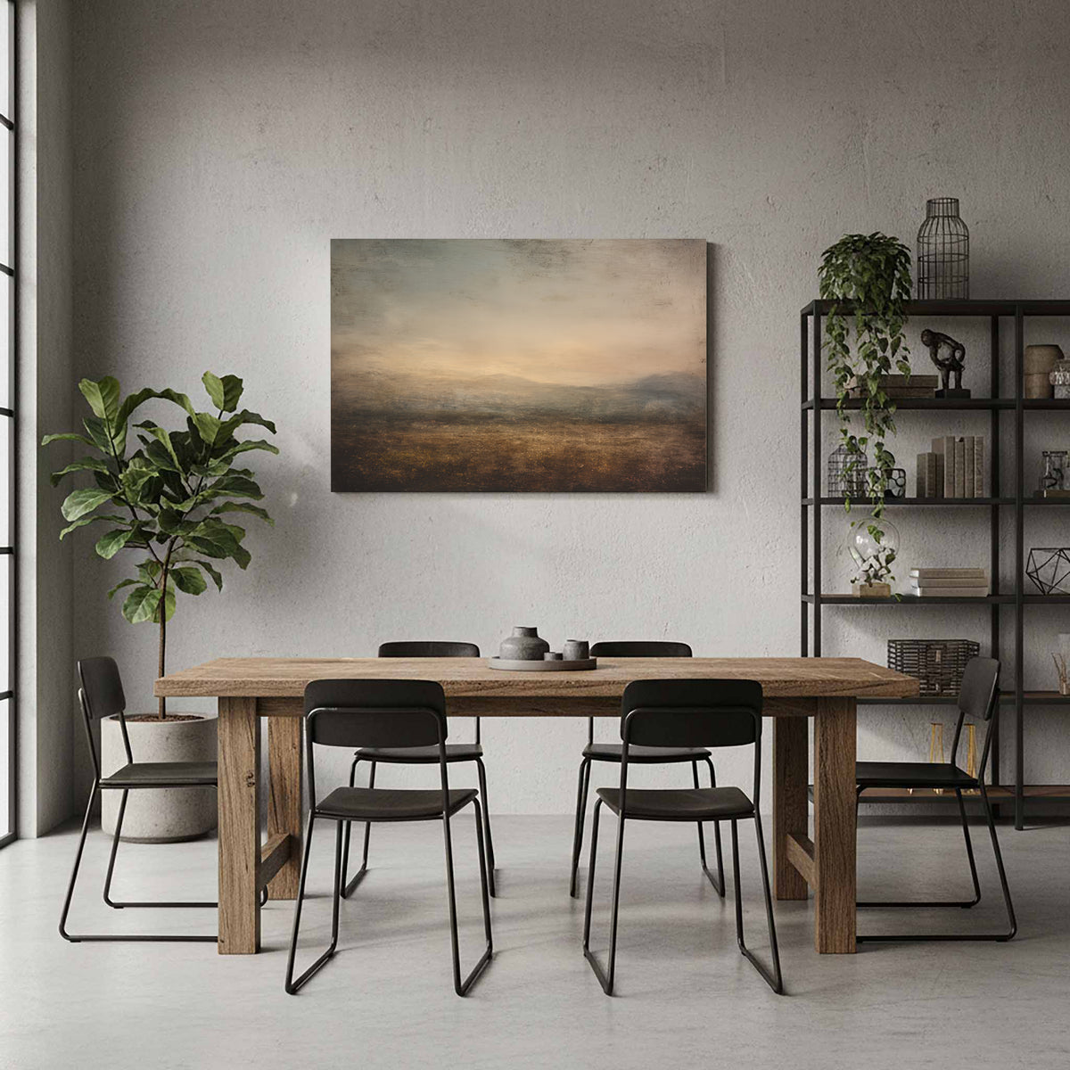 Abstract Landscape Canvas Art – styled room view 8