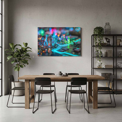 Cyberpunk Circuit Board Canvas Print – styled room view 8
