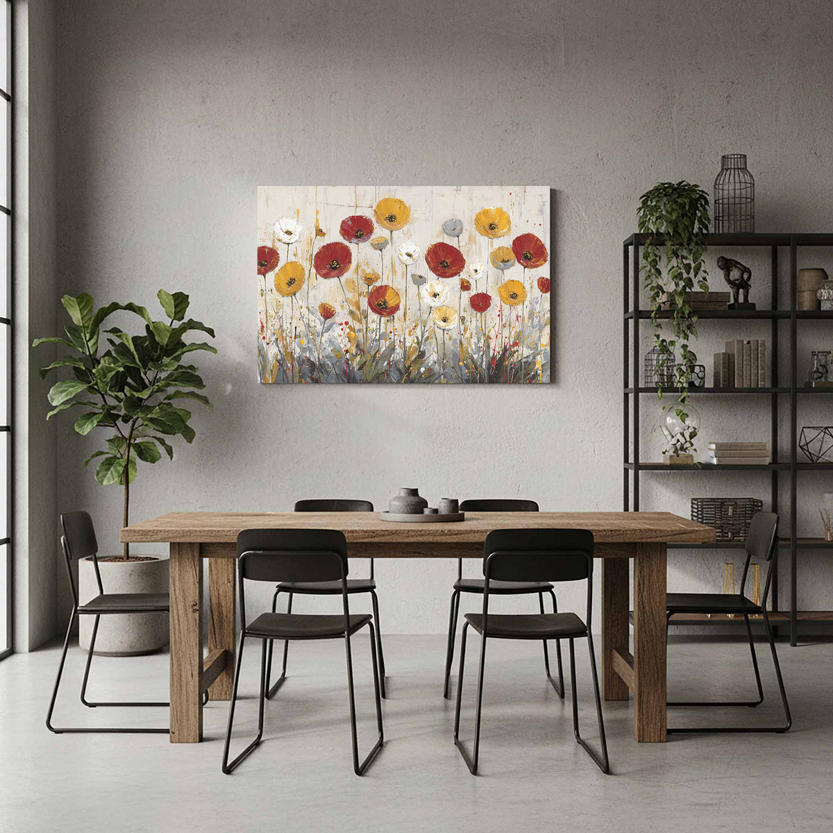 Contemporary Floral Canvas Art – styled room view 7