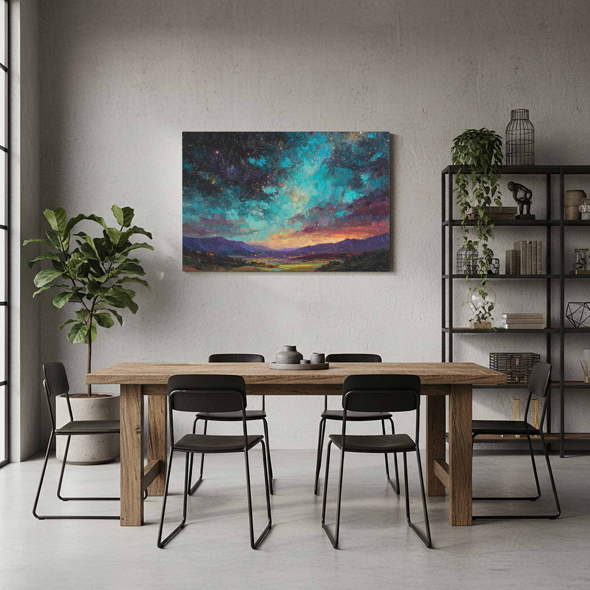 Cosmic Starry Night Canvas Wall Art – styled room view 6