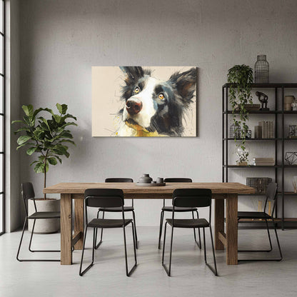 Border Collie Dog Portrait Canvas Print – styled room view 7