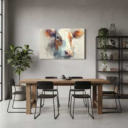 Cow Portrait Canvas Wall Art – styled room view 7