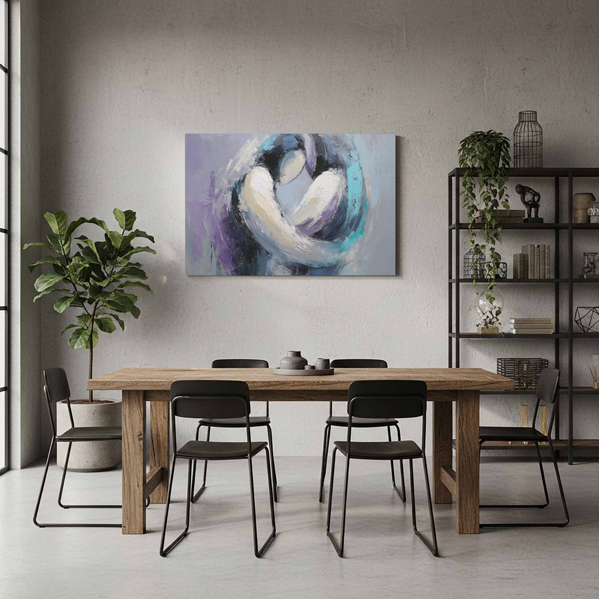 Abstract Intimacy Canvas Wall Art – styled room view 7