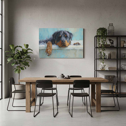 Rottweiler Bath Time Art Print – styled room view 8