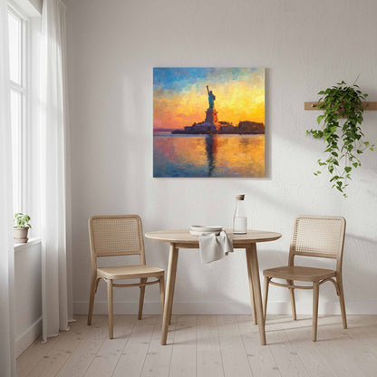 Statue of Liberty Sunrise Canvas Print – styled room view 6