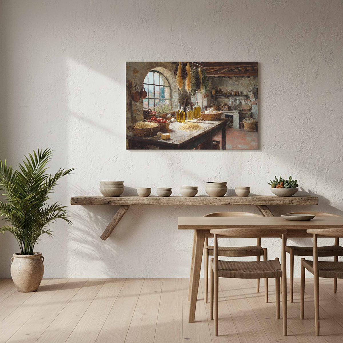 Tuscan Kitchen Canvas Art – styled room view 7